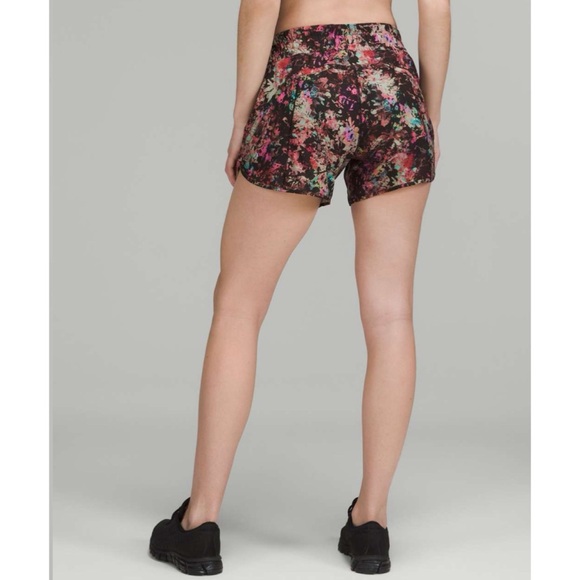 lululemon athletica Pants - Lululemon Track That Mid-Rise Lined Short 5” Stencil Blossom Red Multi 2